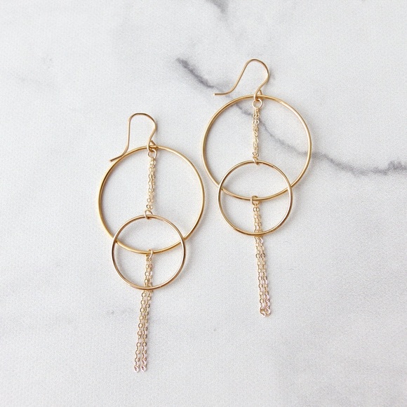 instant crush jewelry Jewelry - Multi chain circle drop earrings 14k GF